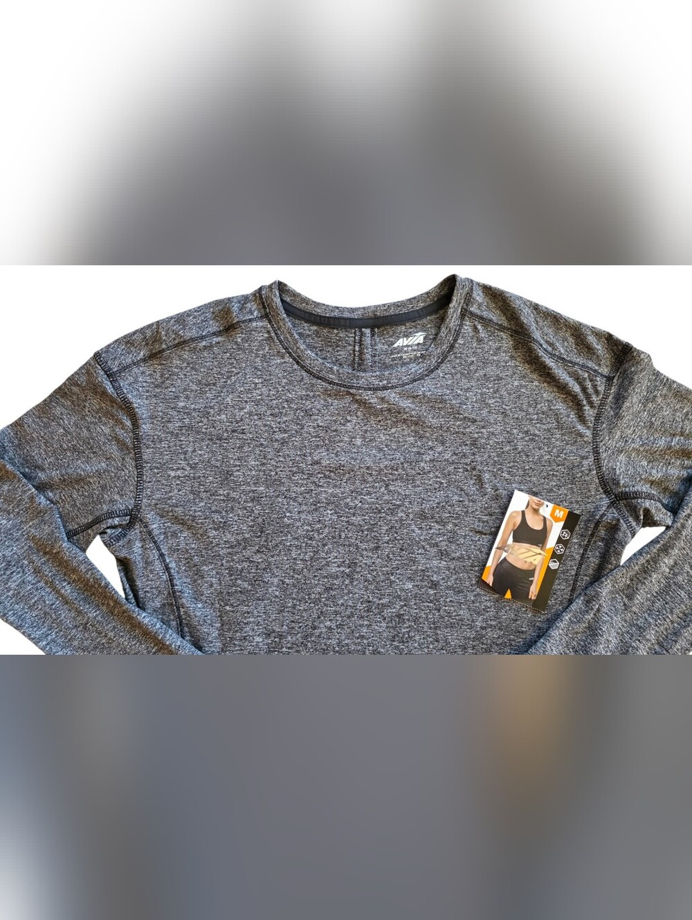 Avia Medium NWT Gray  Long Sleeve Brushed Running Athletic Shirt - Picture 3 of 9